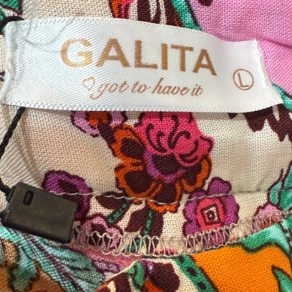 NWT Galita Pants Top Colorful Floral Paisley Print Ruffle 2-Piece Set Size L - Picture 4 of 12